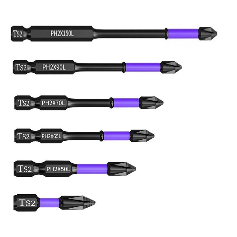 Hardware Professional 6PCS PH2 Magnetic Batch Head Cross Screwdriver Impact Drill Bit Screw 25-150mm Build - Image 2