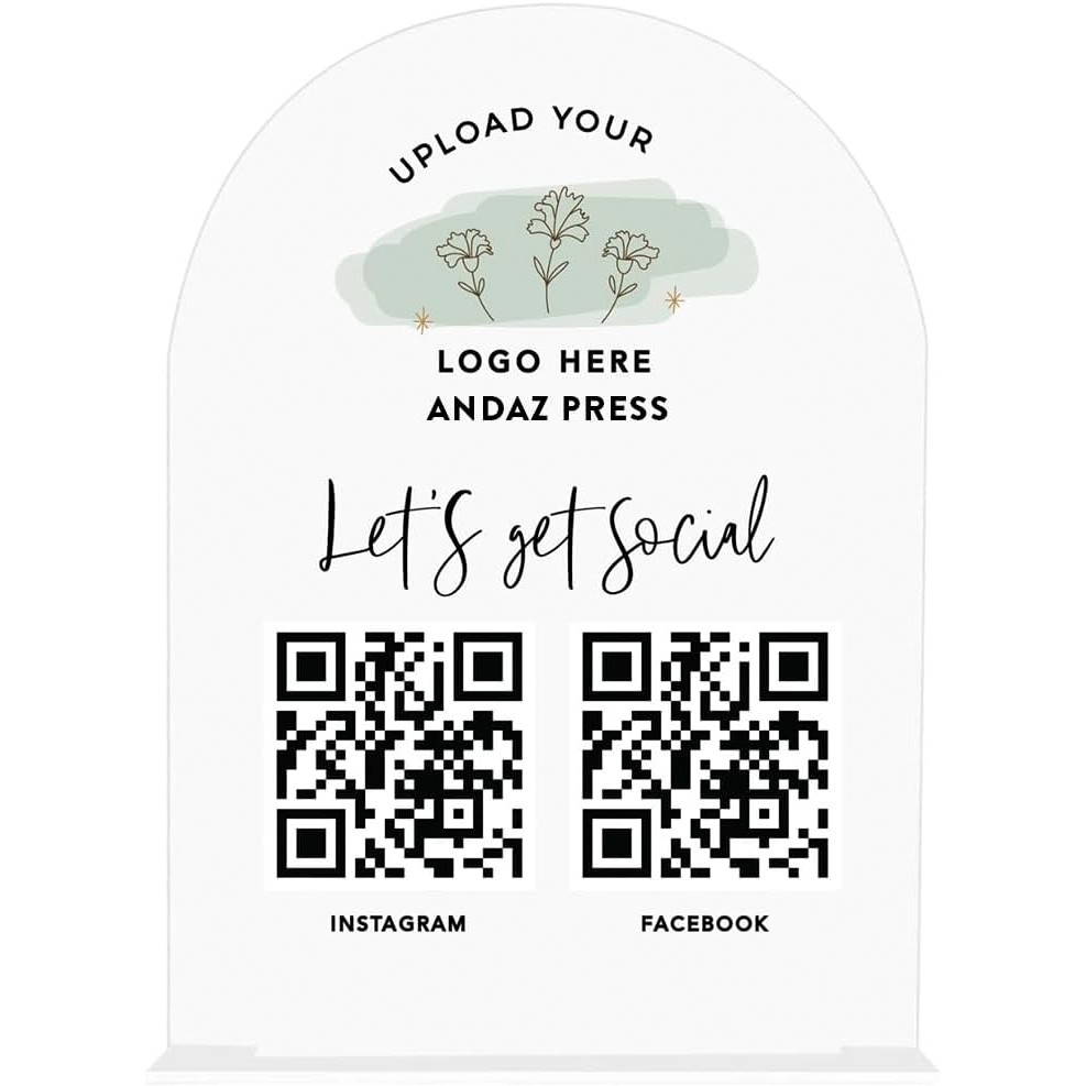 Custom QR Code Sign with Logo for Pop Up Shop, Vendor Booth Display Items, Acrylic Scan To Pay QR Code Sign for Business Personalized Scan QR Code Display Signs for Social Media wi