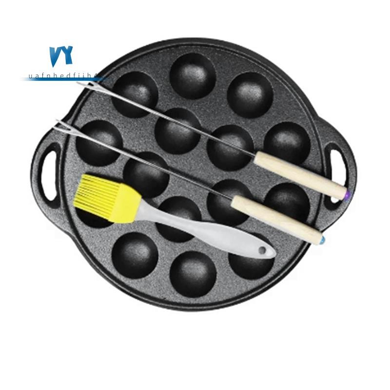 15 Holes Cast Iron Takoyaki Pan Cast Iron Pancake Octopus Ball Grill Takoyaki Maker for Pancake Balls Poffertjes Takoyaki Banh Khot