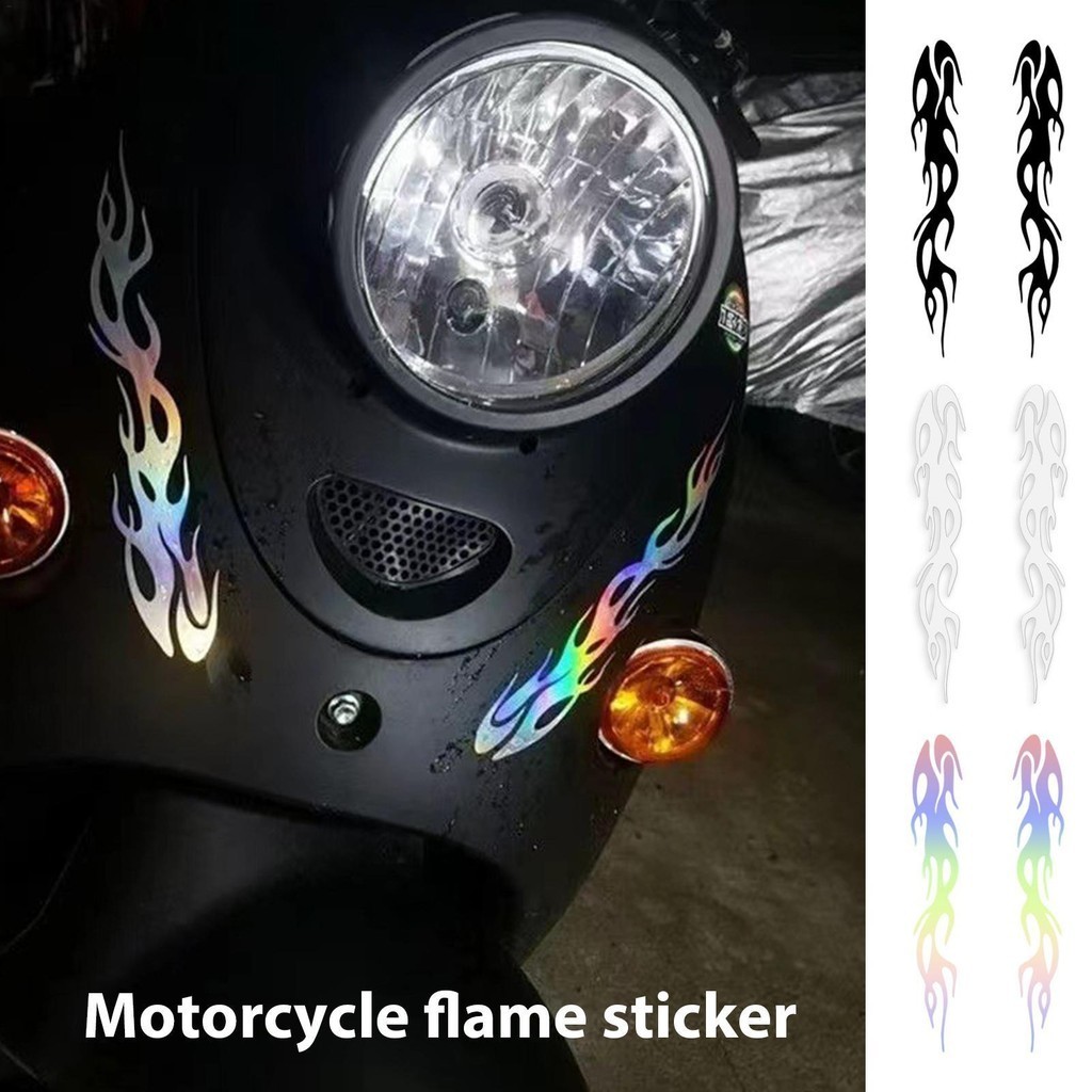 Reflective Stickers Flame Wildfire Colorful Laser Locomotive Motorcycle Electric Vehicle Waterproof Night Safety Decals voijemy