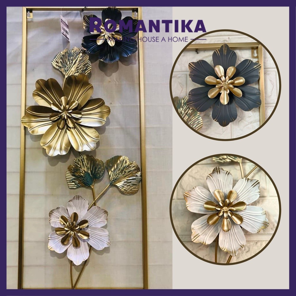 Romantika Wall Decor Floral Frame Iron Metal Wall Hanging Wall Hanger Glamour Stylish Modern