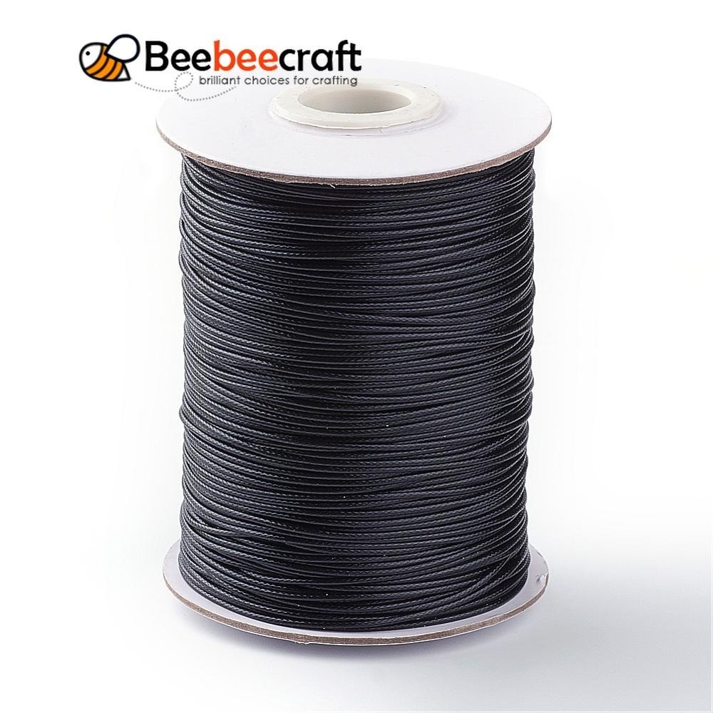 1Roll Korean Waxed Polyester Cord Macrame Artisan String for Jewelry Making Black 1mm about 85yards/roll