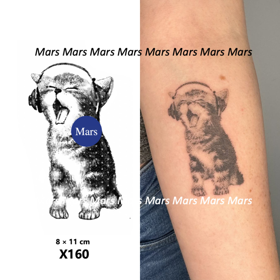 【Mars Tattoo】NEW Technology Magic, Long Lasting 2 Weeks, Semi-Permanent tattoo,Temporary Tattoo, tattoo Sticker, Fake Tattoo, Cute Cat, X160