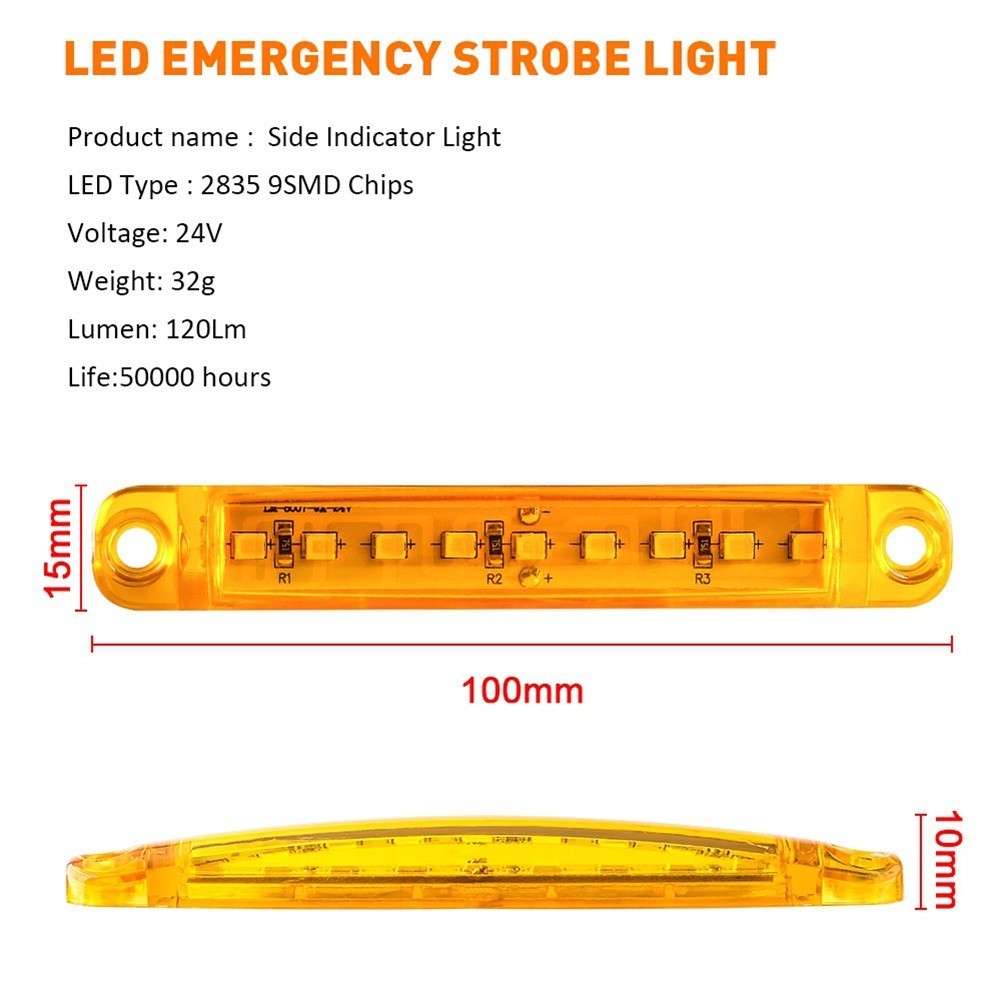 Quality Versatile 1 pieces 9 LED Car Truck Side Warning Light Signal Lamp 12-24V Waterproof Auto Trailer Van Night Li... - Image 3