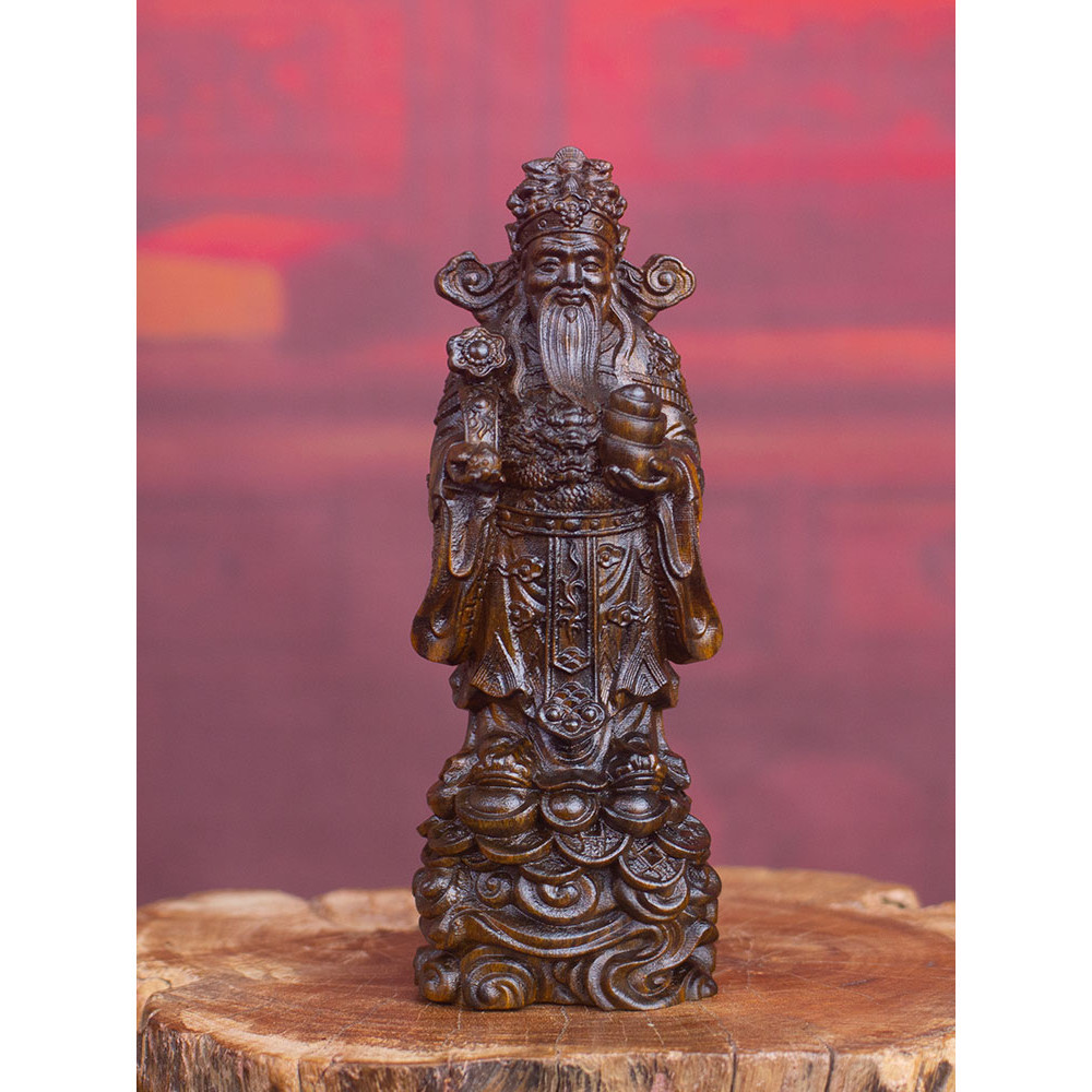 Authentic Indonesian Agarwood Wood Carving God of Wealth Ornaments Home Decoration Whole Wood Handicrafts Opening Prosper