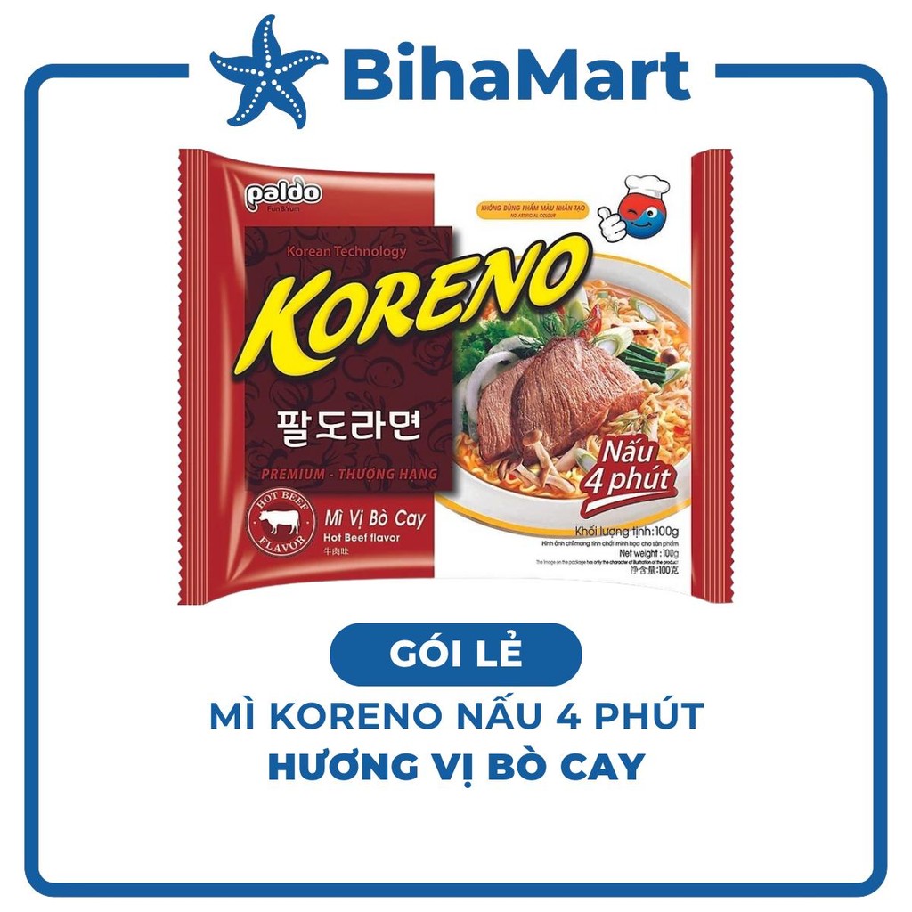 [RETAIL Package] - PALDO - Spicy Beef Koreno Noodles, Korean Spicy Beef Koreno Noodles, Instant Korean Koreno Spicy Beef Noodles (100g/package)