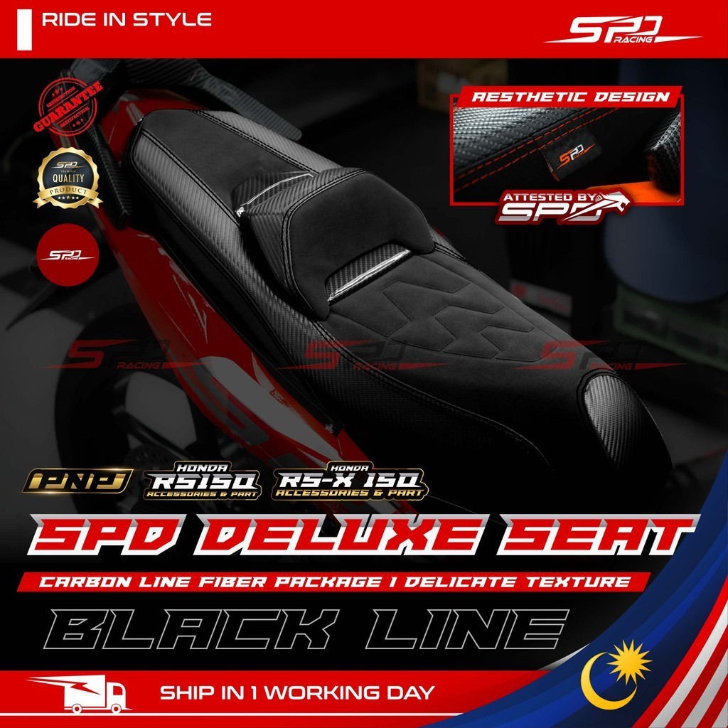 RS RSX Deluxe Seat SPD NEW I 2024 I Comfortable Euro Seat Sewing Line Grey / Black / Red I PNP For HONDA RS150 RS-X 150