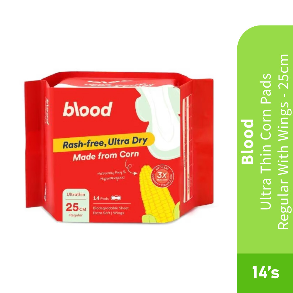Blood Ultra-Thin Corn Pads Regular With Wings 25cm 14's- Pad, Sanitary Pad, Tuala Wanit…