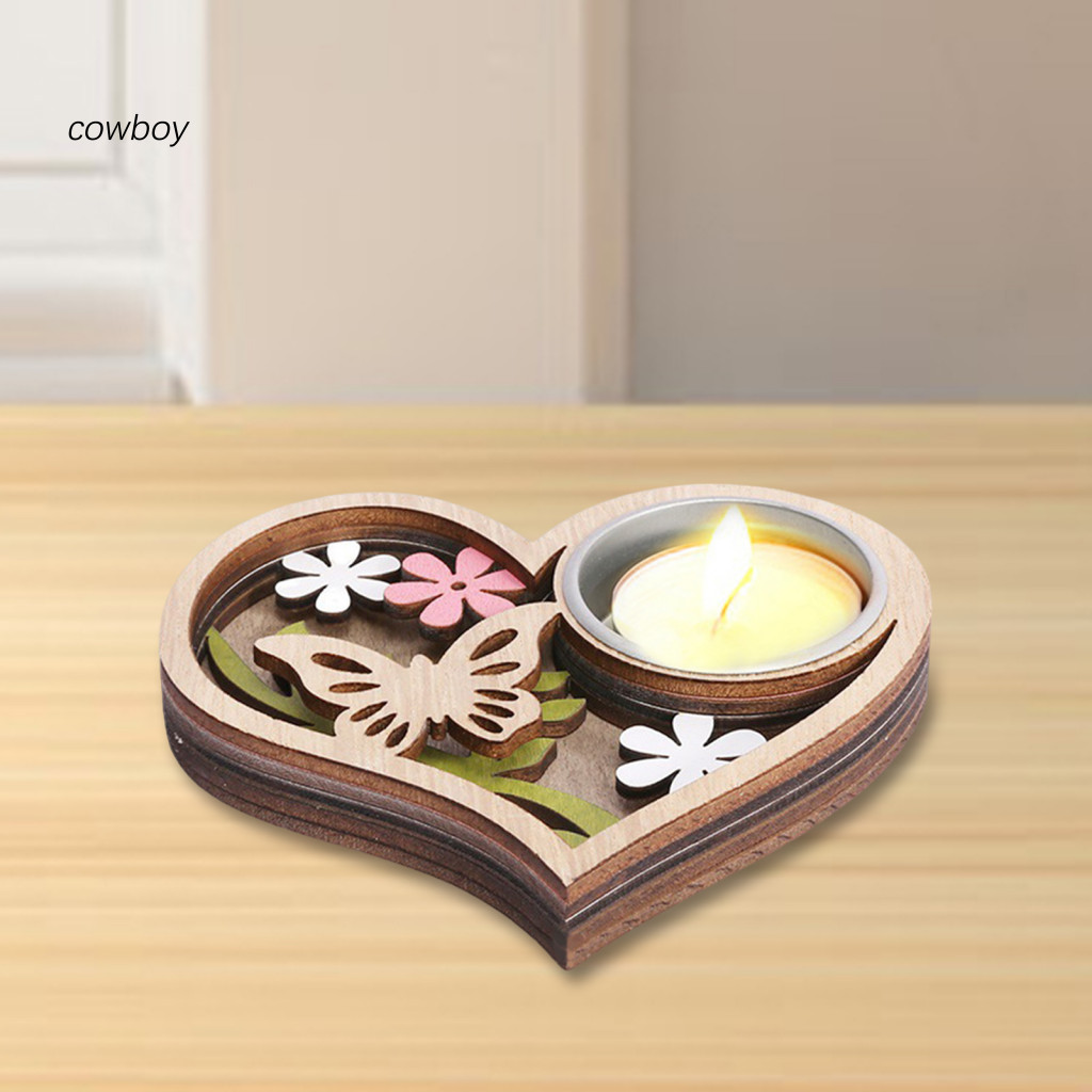 cowboy| Living Room Candle Holder Rust-resistant Candle Holder Handcrafted Wooden Butterfly Candle Holder Romantic Tealight Stand for Home Decor and Table Centerpiece