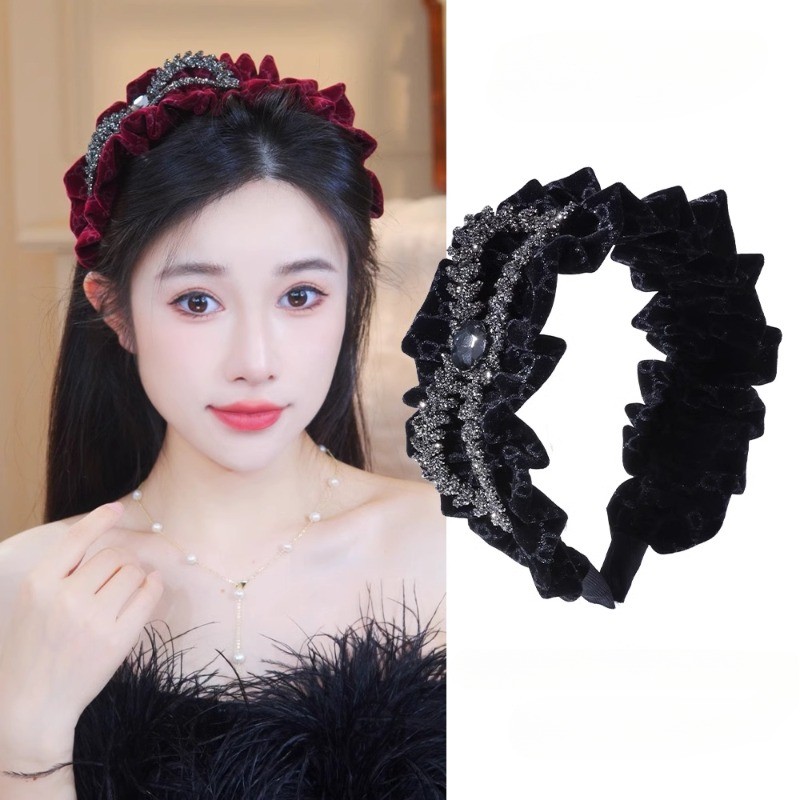 Korean version of premium pleated retro French Internet celebrity temperament versatile fashion simple headband