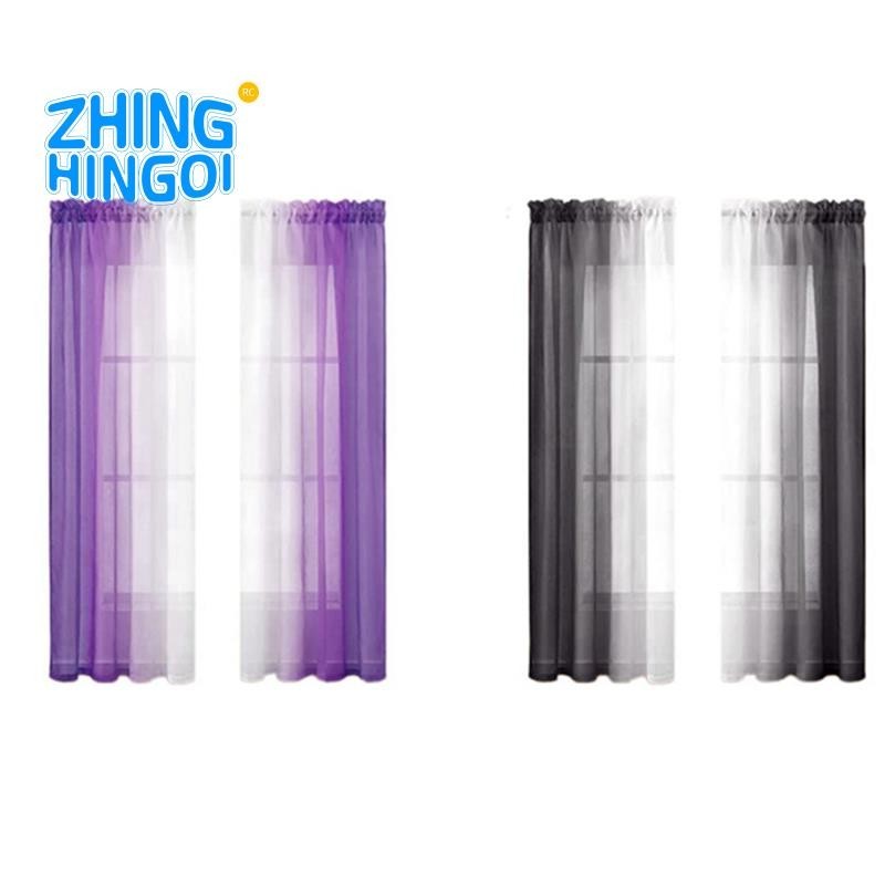 2 Pcs Sheer Ombre Curtains 52 x 84 Inch Gradient Curtains Semi Sheer Voile Curtains Rod Pocket Window Drapes for Room