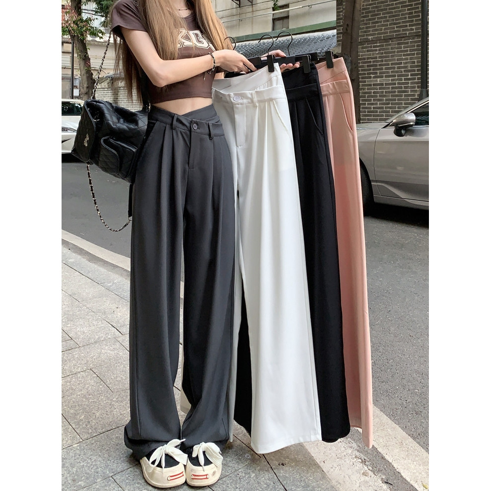 SELLDA Women Suit Pants Plus Size Plain Long Panst Korean Wide Leg Trousers Plaza Pants