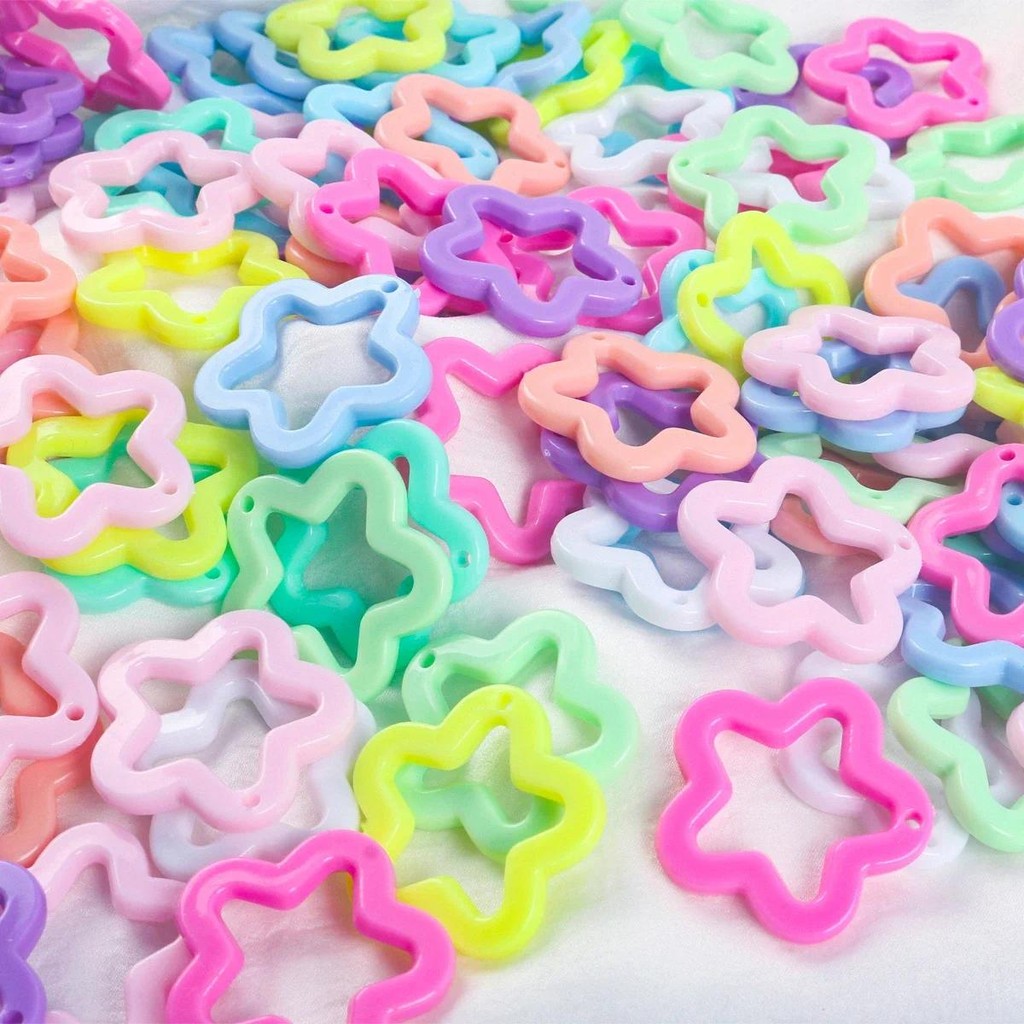 10Pcs 30mm Acrylic Five Point Star Pendant Flower Shape Beads For Keychain Pendant Earrings Material DIY Jewelry Accessories