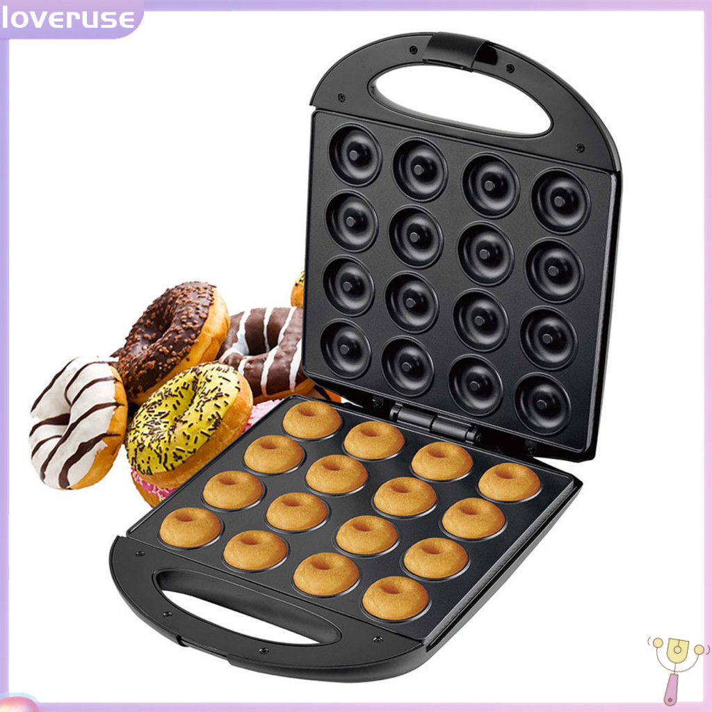 /LO/ Non-stick Donut Maker Kitchen Accessories 16-hole Mini Donut Maker Machine with Non-stick Surface Easy to Use Dishwasher Safe Eu Plug Perfect for Homemade Donuts