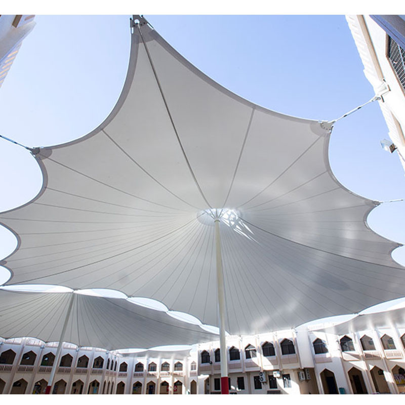 High Quality White PVC Coated landscape tensile Canopy umbrella fabric strength membrane structure fabric roof