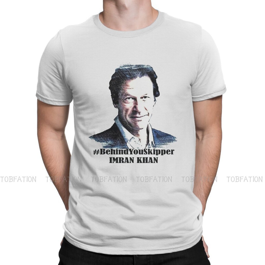 Imran Khan Pti Merchandise Pakistan TShirt for Men Behind You Skipper Basic Leisure Tee T Shirt Novelty Trendy Fluffy