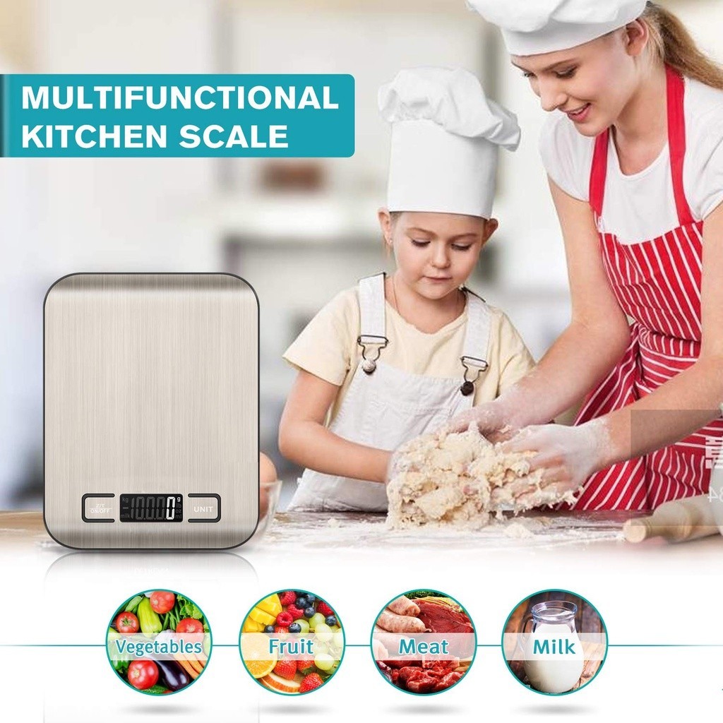 Utensil Home Electronic food scale kitchen stainless steel touch screen 10kg/1gfood Meal - Image 2