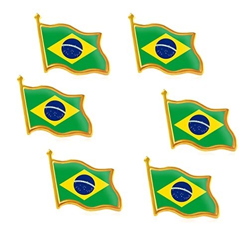 6/20/50/100 Pack Metal Brazil Flag Lapel Pin Waving Brazilian Pins bulk Patriotic Badge Souvenir Gifts