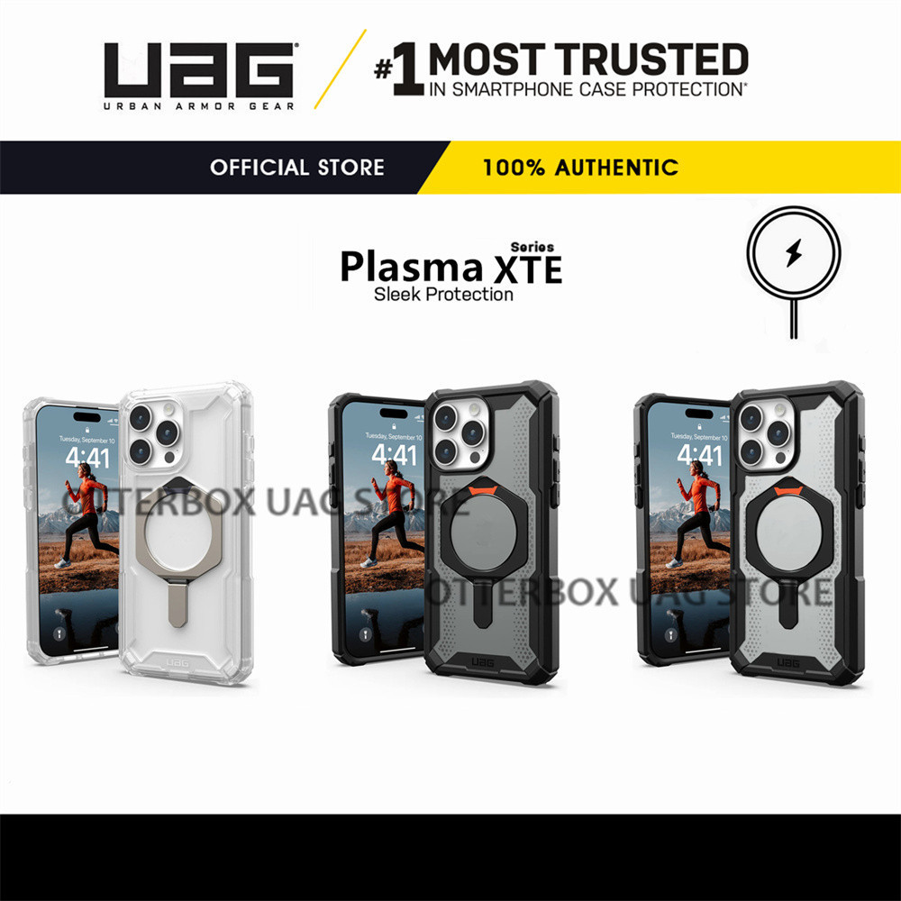 UAG iPhone 12 13 14 15 Pro Max / 15 14 13 12 Pro / 15 14 Plus / 15 14 13 12 Case Plasma XTE Pro Magnetic Case with Kickstand Drop Protection Clear Protective iPhone Cover
