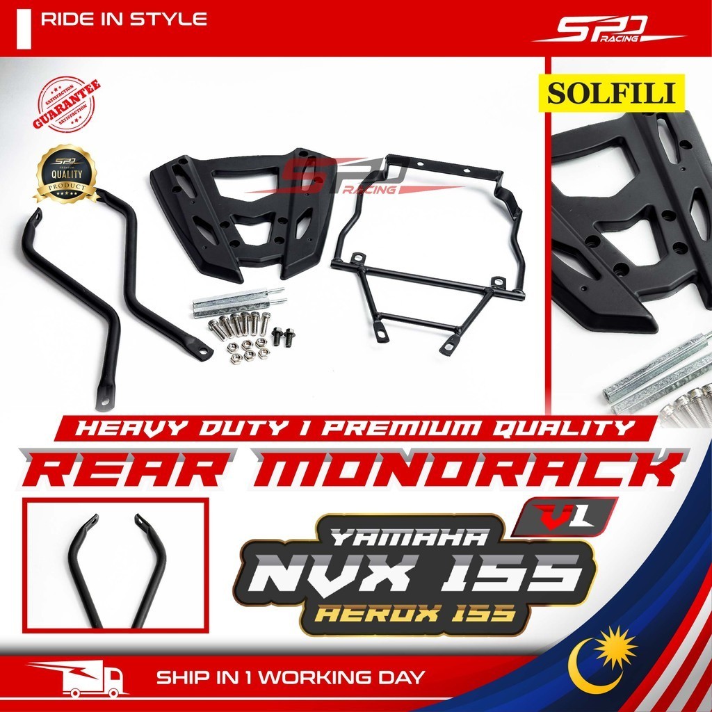 NVX V1 Back Rack I Rear Monorack I Heavy Duty Type I Premium Quality SOLFILI PNP For YAMAHA NVX 155 I AEROX V1