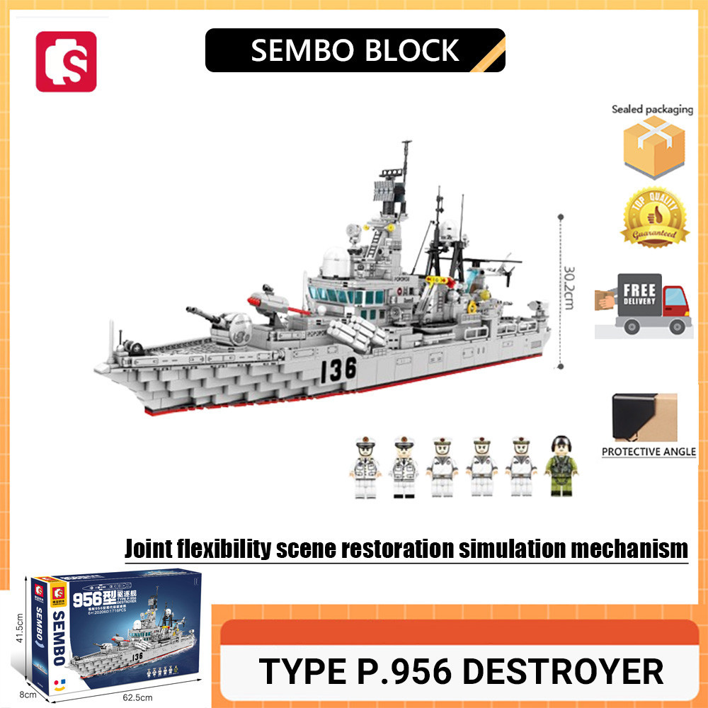 Sembo BLOCK TYPE P.956 DESTROYER Modern DESTROYER Anti-Ship Missile Military Assembled Building BLOCK Boy Toy Educational Model