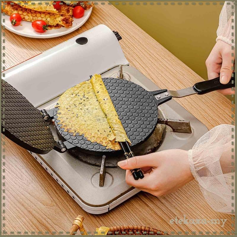 [EtekaxaMY] Non-stick Egg Roll Waffle Cone Machine. Double-sided Ice Cream Cone Machine, Omelette Pancake Baking Pan