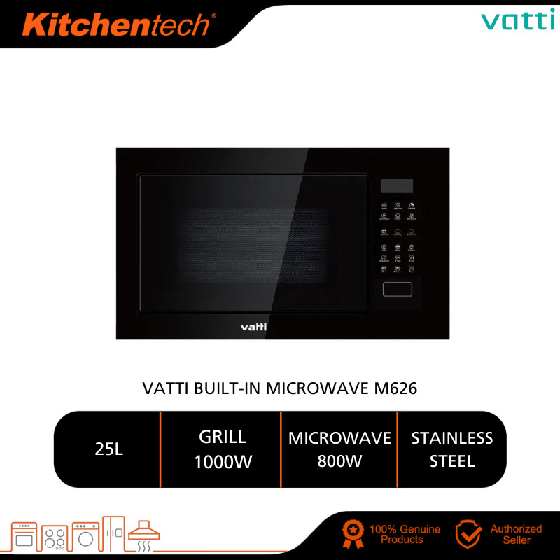 Vatti M626 Built-In Microwave Oven M626 Grill 800W Stainless Steel 25L Full Digital Touch Screen Gelombang Mikro