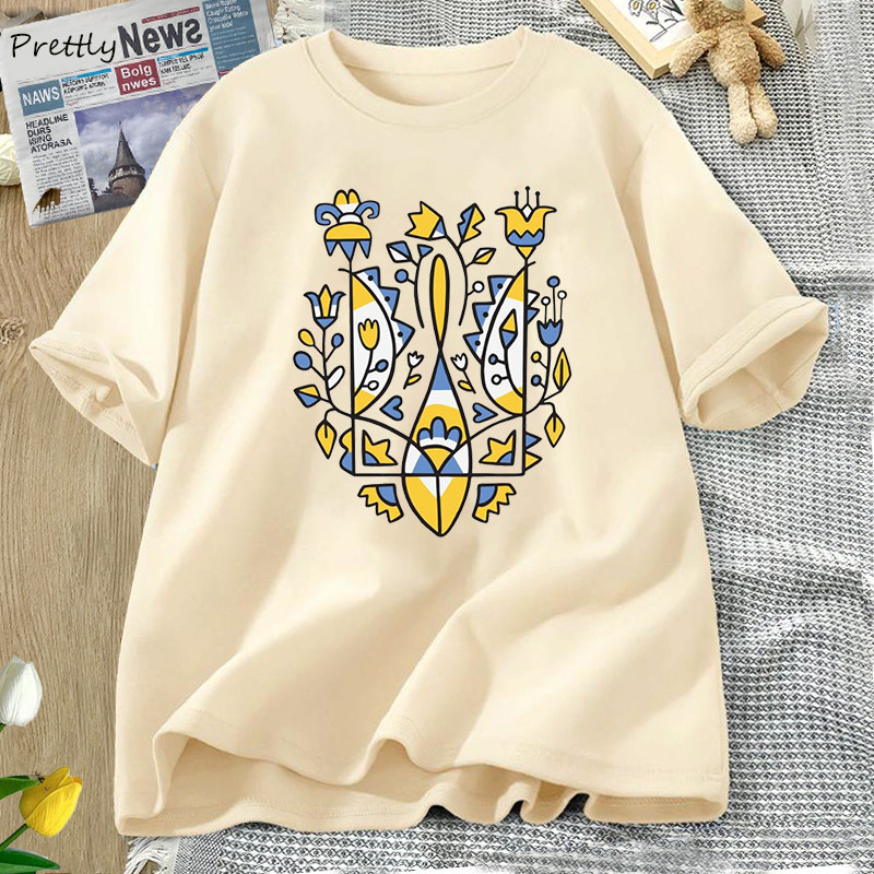 Ukrainian Trident Tshirt Cotton Ukraine Tshirt Ukraine Graphic T Shirts Oversized Clothing