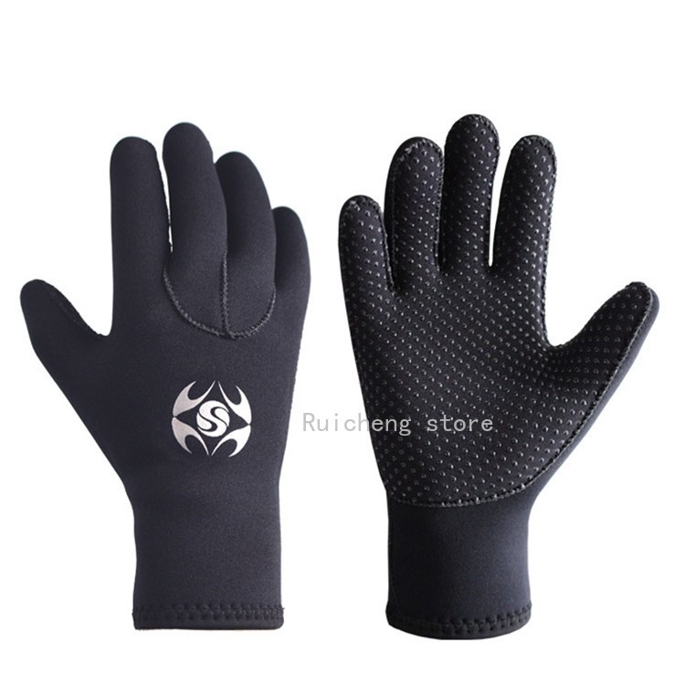 Anti Slip diving Fishing Waterproof Gloves, Diving Gloves man and women Neoprene Water Glove 2mm 3mm Scuba Wetsuit Gloves with Adjustable Waist Strap for Snorkeling Kayaking Paddling Sarung tangan menyelam Breathable Fingers cold protection wear-resistant