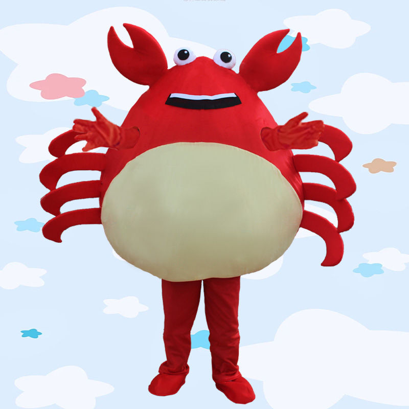 Crab cartoon puppet costume wearing lobster cos clothing late-night snack promotion and tr螃蟹卡通偶服成穿龙虾cos服宵夜宣传引流活动演出