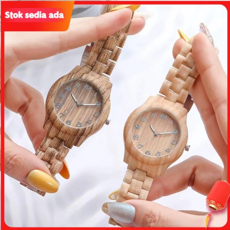 Women Watches Bamboo Pattern Clock Casual Sport Clock Minimalist Female Wooden Quartz Watch