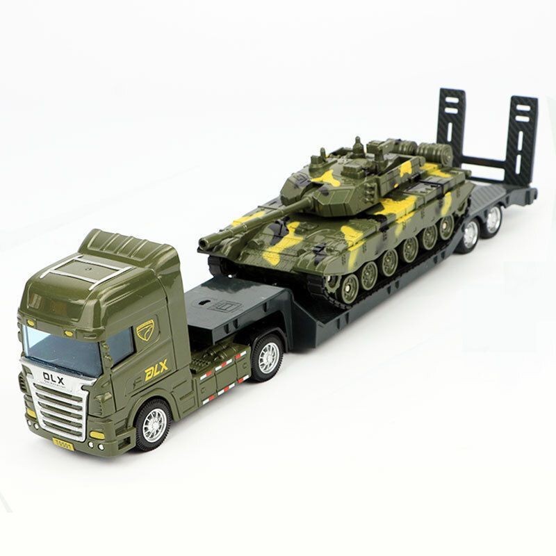 Delixin tank military toy trailer children's fall-resistant simulation cruise missile armored vehicle model boy toy德立信坦克军事玩具拖车儿童耐摔仿真巡航导弹装甲车模型男孩玩具6.16