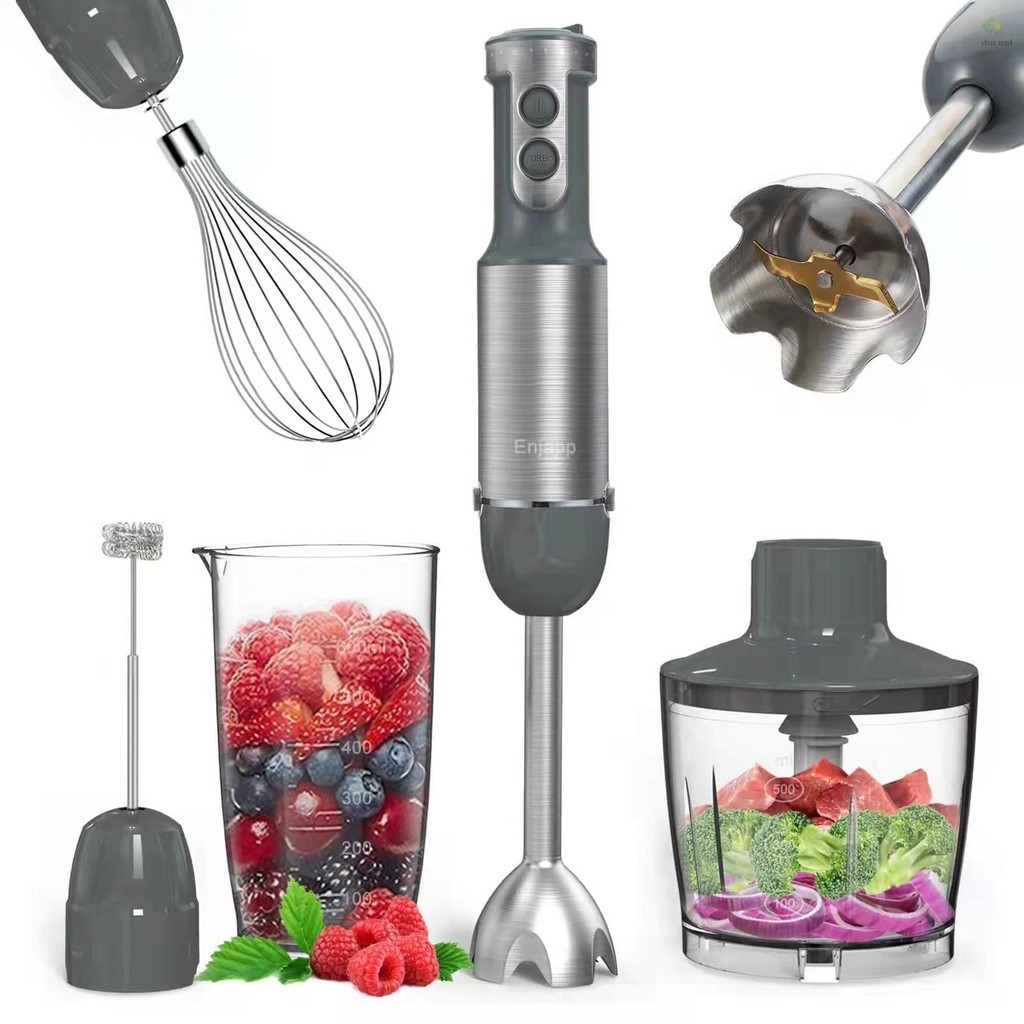 5-in-1 Multifunctional Handheld Stick Blender with Whisk 6 Adjustable Speeds for Kitchen