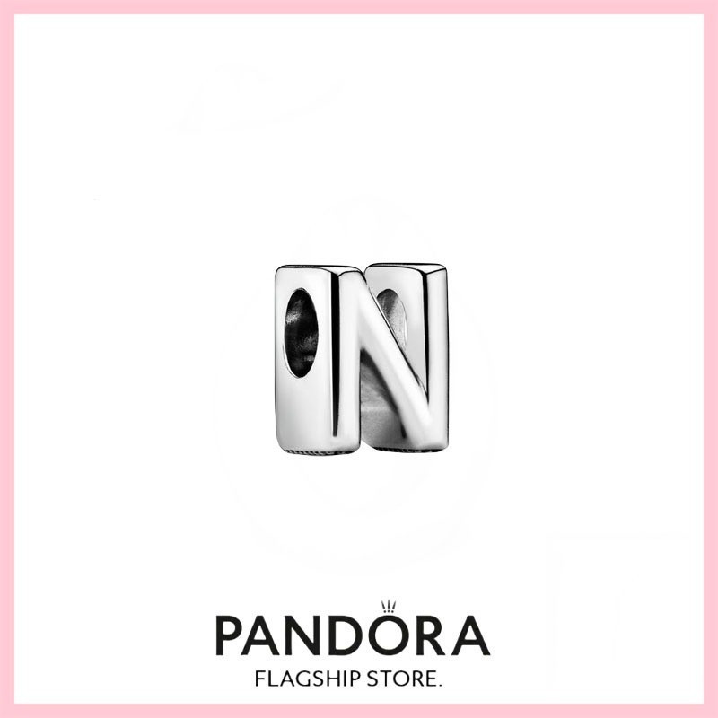 [Duty Free] PANDORA 100% Authentic S925 Sterling Silver Jewelry Bracelet Bracelet Charm Pendant-crystal jewelry for women Letter N Alphabet Charm EP9Z