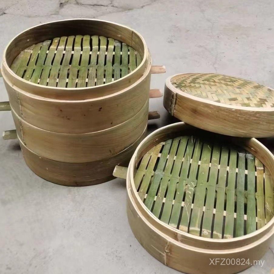 All Handmade Bamboo Household Deepened Bamboo Steamer Steamer Tableware Green Leather Rack Steamer Glue Small Cage Bamboo Cage MGQD