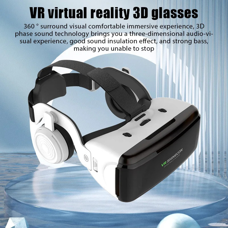 G06E 3D VR Games Virtual Reality Digital Glasses BT Devices Helmet Lenses Goggles Headphones With Console VR Box For Mobile，Smart glasses