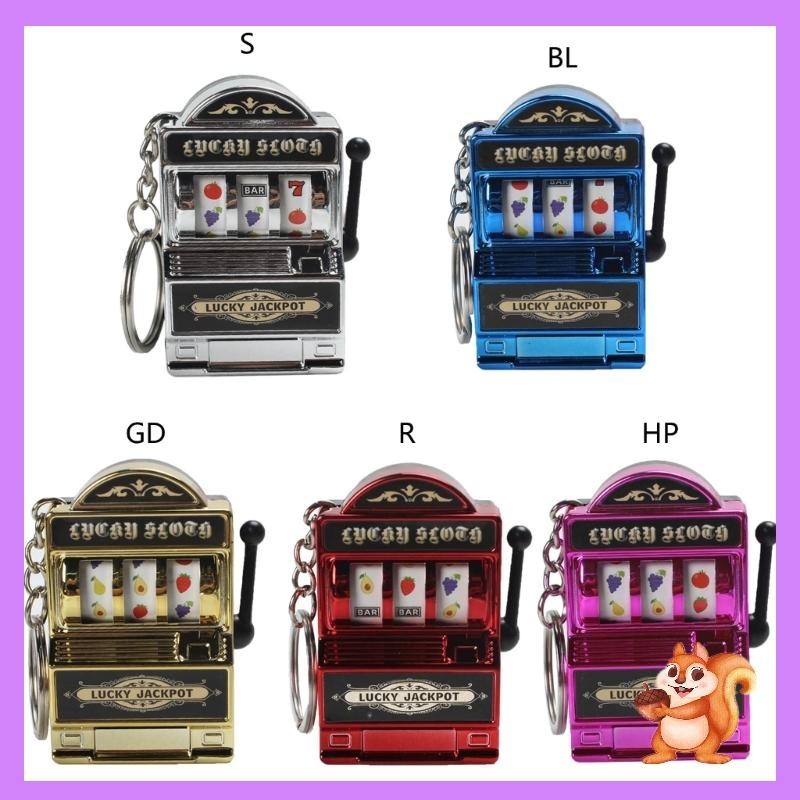 sa Fruit Slot Machine Keychain Lucky Charm Jackpot Keychains Mini Casino Pendant Bag Charm Novelty Gifts for Kids Adults