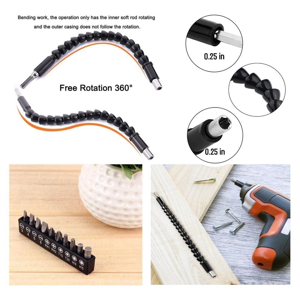Build Heavy POP 12pcs Drill Bit Extension Iron Screwdriver Right Angle Flex Socket Set Flexible Black Woodworking Too... - Image 5