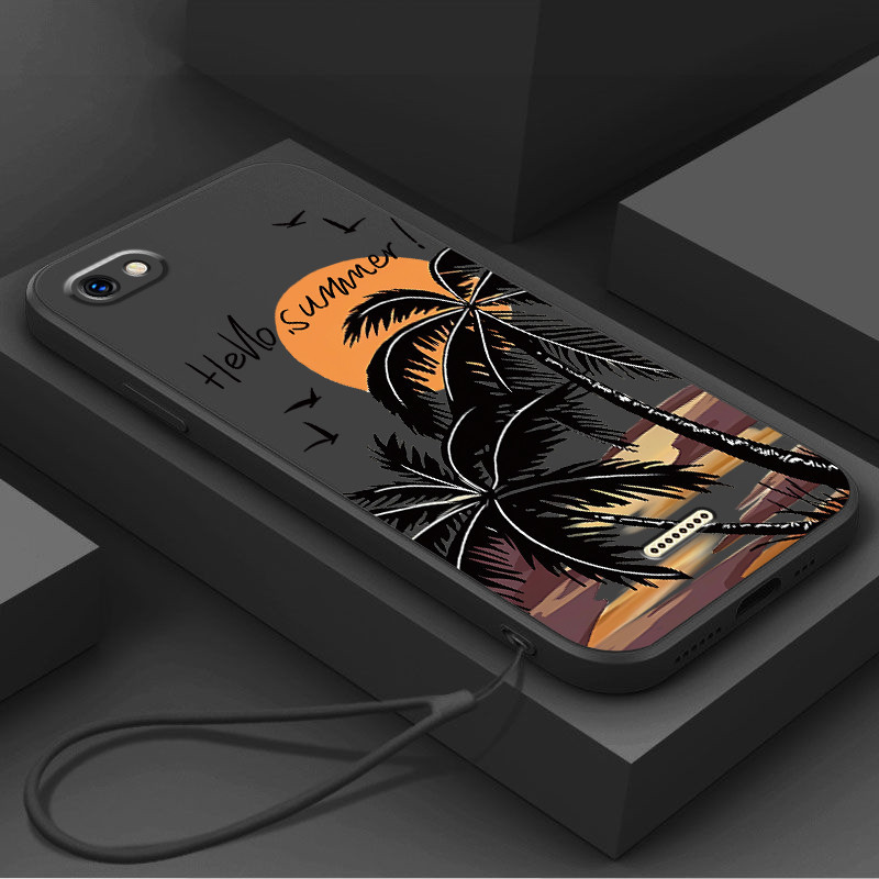 Casing OPPO F1s A59 A71 A71K A83 A37 A37m A37f A37fw A39 Phone Case with lanyard aesthetic Silicone TPU Soft Shell Summer Coconut Trees New design shockproof CASE