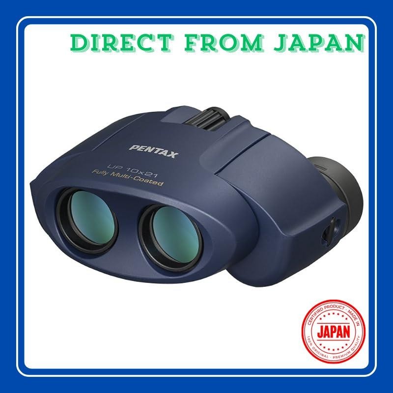 【Japan】PENTAX Binoculars UP 10x21 Navy Compact and lightweight, fully multi-coated, with high-grade Bak4 prism (10x), for festivals, live concerts, sports spectating, 1 year manufacturer warranty PENTAX 61805