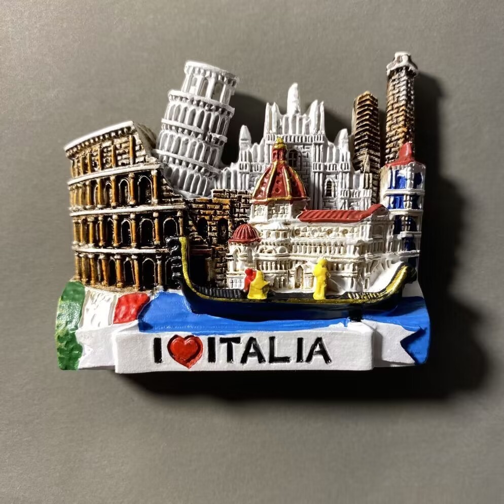 Refrigerator Magnets Italian Tourist Souvenirs Resin Refrigerator Magnets Venice Leaning Tower of Pisa Milan Cathedral Hand Letters Small Gifts Refrigerator Stickers