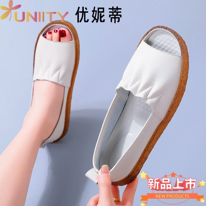 X XWJ Influencer New Products Hot Sale UNITY UNITY Fish Mouth Open Toe Beach Sandals Women Summer New Style Home Nurse Maternity Shoes Flat Women Shoes