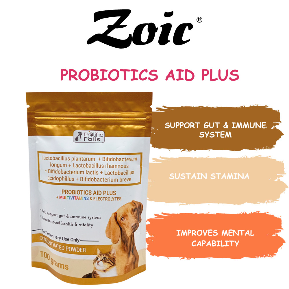 [ ZOIC PET MARKET ] Prolific Tails Probiotics Aid Plus with Multivitamins and Electrolytes