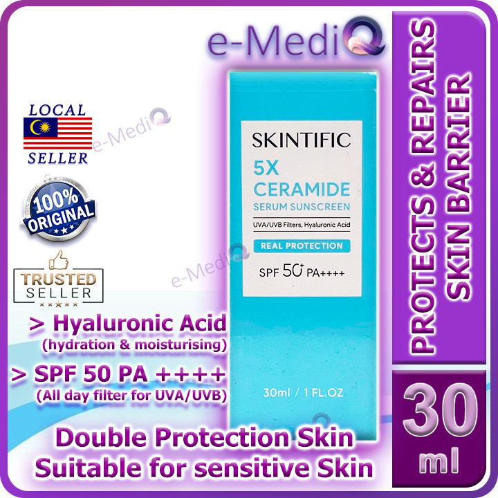 SKINTIFIC Sunscreen 5X Ceramide Serum Sunscreen Stick SPF50 PA++++ Skincare Sunblock Skin Barrier 30ml (Exp: Sep/2025)