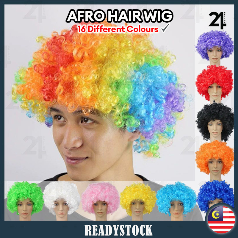 (16 Colors) Afro Hair Wig Clown Wig Fancy Dress Hair Wigs Disco Costume Cosplay Hair Halloween Rambut Palsu Meletup小丑假发
