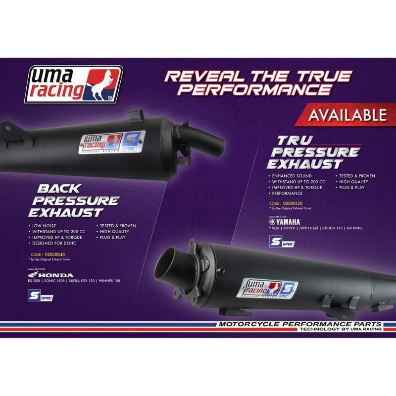 UMA RACING EXHAUST PIPE TRU/BACK PRESSURE Y15 RS150 SYM LC135