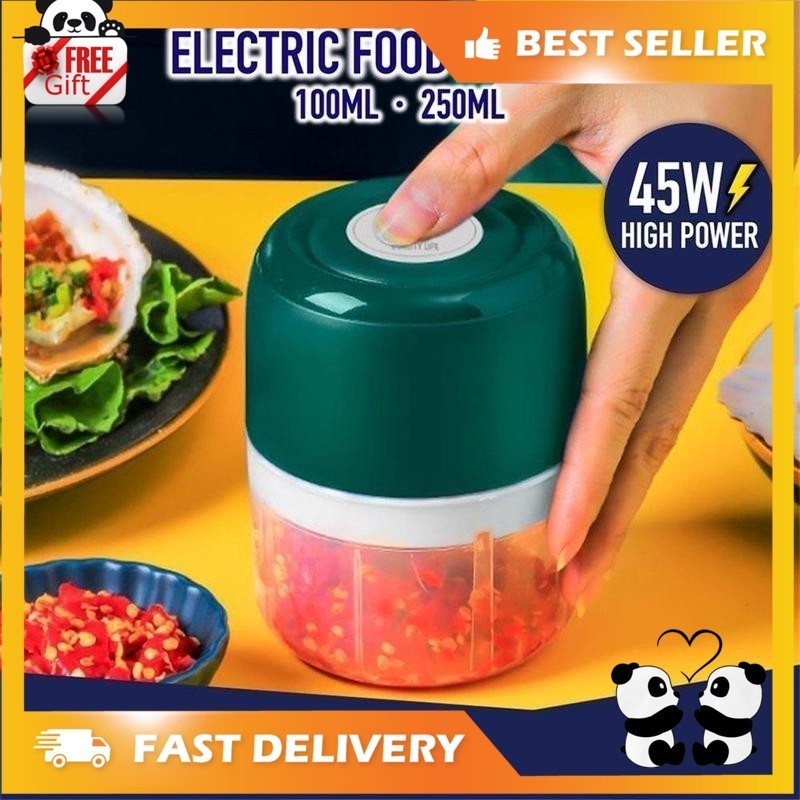 👏FREE GIFT👏PANDA STORE .MY👏100Ml Electric Chopper Mini Blender Garlic Chopper Masher Meat Grinder Mincer Slicer Pencinc