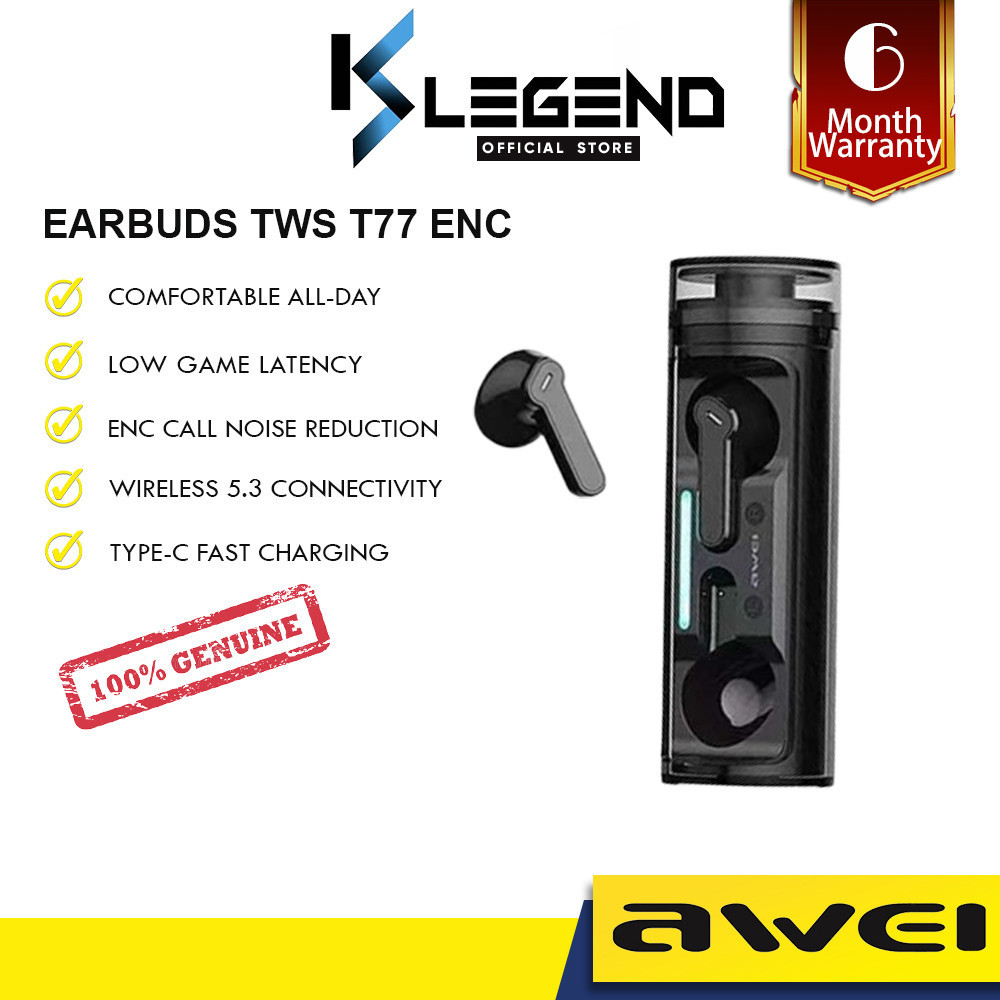 Awei Earbuds TWS T77 ENC BT5.3/6 Month Warranty