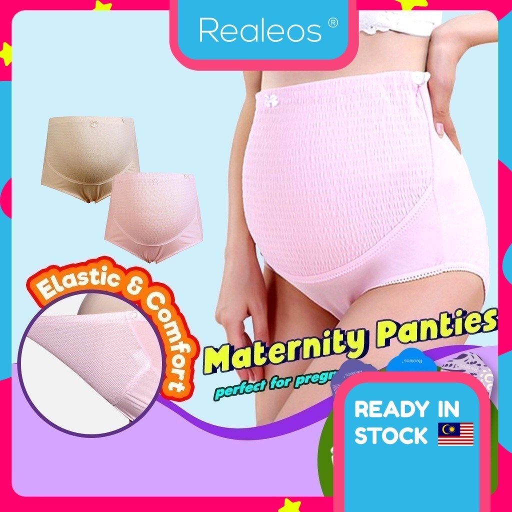 Realeos Maternity Panties High Waist Belly Support Cotton Pregnant Mum Mommy Shorts Pant Mother Wear Clothing Underwear