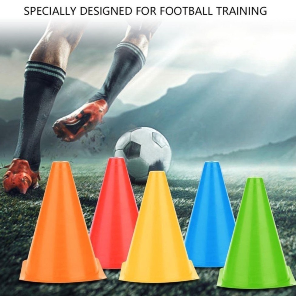 Football 18cm Marker Cone Skittle Soccer Football Futsal Takraw Training Obstacle Course Kon Latihan